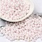 6/0 Glass Seed Beads, Opaque Colours Luster, Teardrop, Misty Rose, 4.5~5x4x3~3.5mm, Hole: 0.9mm, about 5625Pcs/Pound