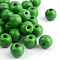 Natural Wood Beads, Dyed, Round, Green, 14x13mm, Hole: 4mm, about 1200pcs/1000g