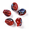 Handmade Porcelain Beads, Fancy Antique Glazed Porcelain, Nuggets, Crimson, 20~21x16~17x14~15mm, Hole: 2.5~3.5mm