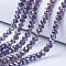 Electroplate Glass Beads Strands, AB Color Plated, Faceted, Rondelle, Indigo, 8x6mm, Hole: 1mm, about 63~65pcs/strand, 39~40cm