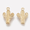 Brass Pendants, Real 18K Gold Plated, Cactus, 15x10x3mm, Hole: 1.2mm