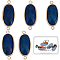 Beebeecraft 5Pcs Natural Lapis Lazuli Connector Charms, with Light Gold Plated Edge Brass Loops, Faceted Oval Links, 27x11x5.5mm, Hole: 2mm