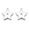 Brass Micro Pave Clear Cubic Zirconia Pendants, Nickel Free, Star, Platinum, 27x25.5x2.5mm, Hole: 1.6mm