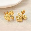 Brass Micro Pave Clear Cubic Zirconia Bowknot Stud Earrings EJEW-A145-02A-G-3