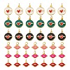12Pcs 6 Style Golden Plated Brass with Jump Rings Enamel Pendants KK-LS0001-35-2