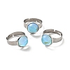 Flat Round K9 Glass Adjustable Ring RJEW-G253-01A-P-2