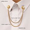 304 Stainless Steel & Dyed Stone Flower Hanging Chain Brooch JEWB-S021-01G-05-1