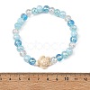 Ocean Dyed Synthetic Turquoise Sea Turtle Electroplate Glass Faceted Rondelle Beaded Stretch Bracelets for Women BJEW-JB14386-02-4