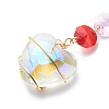 Electroplate Octagon Glass Beaded Pendant Decorations HJEW-JM00775-02-4