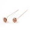 Brass Micro Pave Clear Cubic Zirconia Flower Head Pins KK-G413-01KCG-1