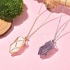 2Pcs 2 Color Brass Bar Link Chains Macrame Pouch Empty Stone Holder for Pendant Necklaces Making NJEW-JN04466-03-2