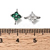 Brass Pave Cubic Zirconia Flower Links Connector Charms KK-K427-04P-3