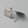 304 Stainless Steel Textured Geometric Stud Earring Findings with Hole STAS-WH0027-54M-3