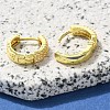 Brass Clear Cubic Zirconia Hoop Earrings EJEW-M047-20G-3