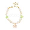 Natural Moonstone Chips & Starfish Synthetic Turquoise & Shell Pearl Beads Bracelets BJEW-JB12413-01-2