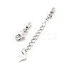 Anti-Tarnish Rhodium Plated 925 Sterling Silver Curb Chain Extender STER-G039-03B-P-2