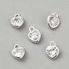 925 Sterling Silver Pave Clear Cubic Zirconia Heart Charms STER-WH0007-11S-1