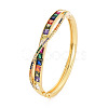 Cubic Zirconia Criss Cross Hinged Bangle BJEW-S141-022-3