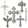 6Pcs 6 Styles Tibetan Style Alloy Cross Pendants FIND-FS0002-57-1