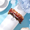 3Pcs 3 Styles Natural Red Aventurine & Red Jasper & Tiger Eye Chips Stretch Bracelets Sets BJEW-JB11076-07-3