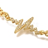 Heartbeat Brass Micro Pave Cubic Zirconia Card Paper Chain Bracelets for Women BJEW-L696-008G-2