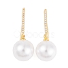 Rack Plating Brass Cubic Zirconia ABS Pearl Earring Hooks EJEW-S219-16G-01-1