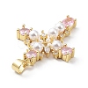 Brass Pave Cubic Zirconia with ABS Plastic Imitation Pearl Pendants KK-G467-01G-4