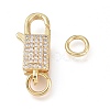Brass Micro Pave Clear Cubic Zirconia Lobster Claw Clasps ZIRC-L076-071G-3