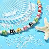 10Pcs 5 Colors Handmade Printed Porcelain Beads PORC-CJ0001-21-6