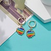 Rainbow Color Japanese Seed Braided Heart Dangle Hoop Earrings EJEW-MZ00004-3