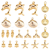 Marine Organism Theme 21Pcs 7 Styles Brass Charms KK-HS0015-53-1