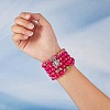 Natural White Jade Round Beaded Wrap Bracelet with Alloy Ohm/Aum Lotus AJEW-PH00503-02-4