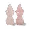 Natural Rose Quartz Carved Healing Cat with Witch Hat Figurines DJEW-D012-07G-1