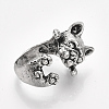 Alloy Puppy Cuff Finger Rings RJEW-T008-09-4