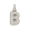 Brass Micro Pave Clear Cubic Zirconia Pendants KK-B099-01P-B-1