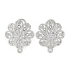 Flower Brass Micro Pave Cubic Zirconia Stud Earrings Finding KK-E083-17P-1