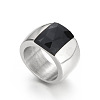 304 Stainless Steel & Glass Finger Rings FS-WGBA2F3-58-1