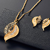 Leaf Alloy Rhinestone Pendant Necklaces & Stud Earrings Sets FS-WG55378-01-1
