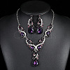 Teardrop Alloy Rhinestone Pendant Necklaces & Stud Dangle Earrings Sets FS-WGB9BB4-02-1
