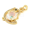 Rack Plating Brass Micro Pave Clear Cubic Zirconia Pendants ZIRC-L100-156G-3