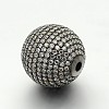 Brass Micro Pave Cubic Zirconia Round Beads ZIRC-M039-13B-RS-2