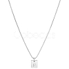 1Pc Stainless Steel Letter Rectangle Pendant Necklaces NJEW-LP0001-34F-P-1