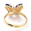 Adjustable Brass Micro Pave Clear Cubic Zirconia Finger Rings RJEW-I072-01A-4
