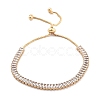 Brass Pave Clear Cubic Zirconia Rectangle Box Chain Slider Bracelets BJEW-YWC0002-05A-G-1