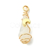 2Pcs Electroplated Natural Quartz Crystal Dyed Copper Wire Wrapped Pendants PALLOY-JF03163-01-3