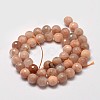 Faceted Round Natural Sunstone Beads Strands G-I176-10-8mm-2