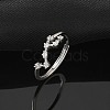 Constellations Rhodium Plated 925 Sterling Silver Micro Pave Clear Cubic Zirconia Adjustable Rings for Women RJEW-P130-01P-H-1