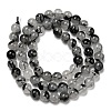 Grade A Natural Tourmalinated Quartz/Black Rutilated Quartz Beads Strands G-R494-A06-02-2