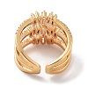 Brass with Cubic Zirconia Open Cuff Rings RJEW-B053-07-3
