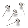 Non-Tarnish Original Color 304 Stainless Steel Ball Post Stud Earring Findings STAS-C018-23P-01-1